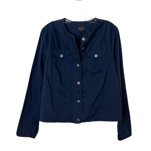 Pendlelton Button Front Twill Laguna Jacket Navy Blue Large - Picture 1 of 9